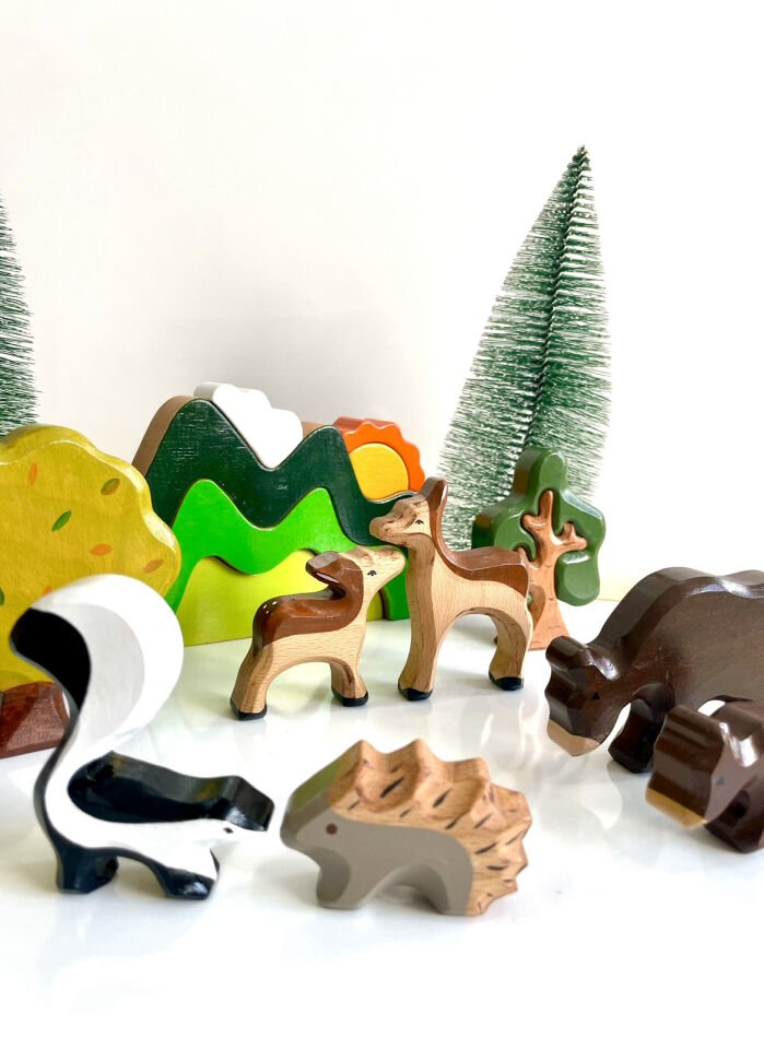 Waldorf Ahşap Oyuncak Orman Hayvan Seti 6 lı