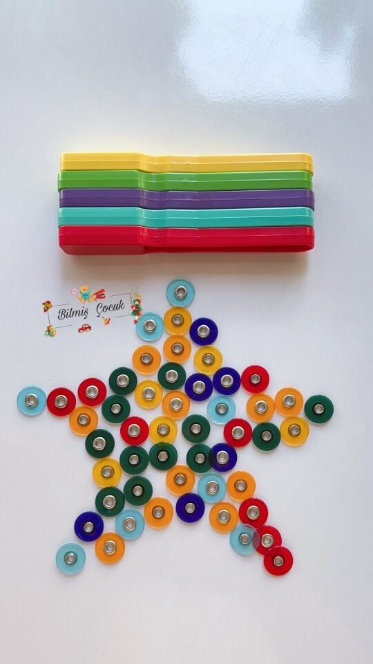 Eğitici Çubuk Mıknatıs Ve Manyetik Pullar – 1 Adet Manyetik Çubuk ve 50 Adet Manyetik Pul