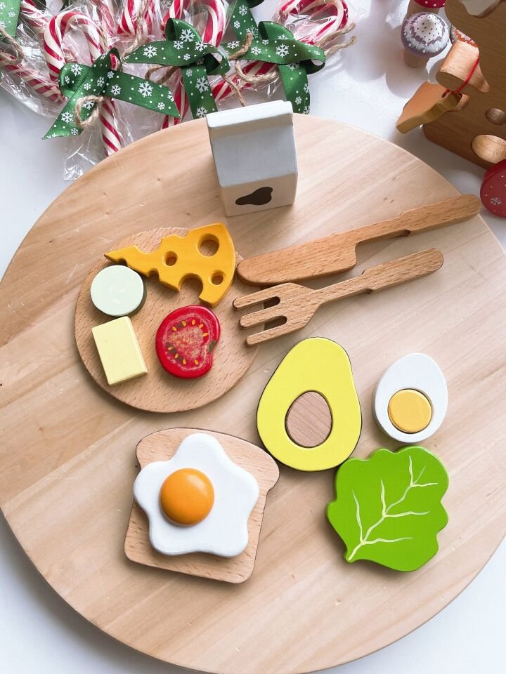 Waldorf Ahşap Oyuncak Kahvaltı Seti 16 parça