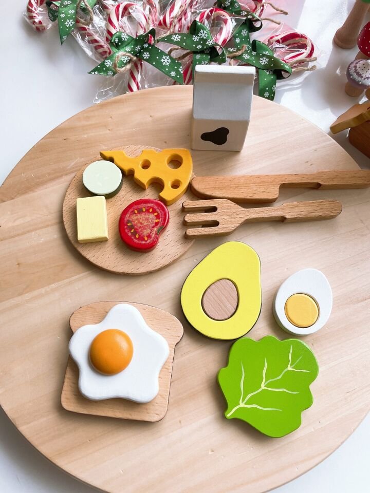 Waldorf Ahşap Oyuncak Kahvaltı Seti 16 parça