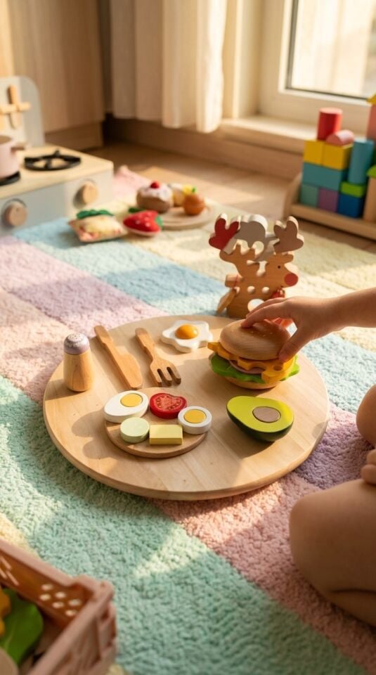 Waldorf Ahşap Oyuncak Kahvaltı Seti 16 parça