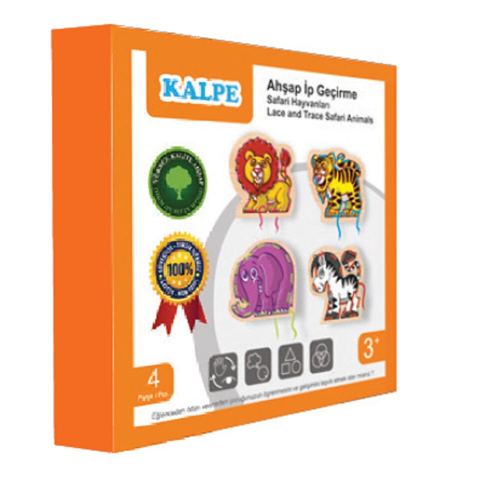 Ahşap Oyuncak İp Geçirme Safari Hayvanlar