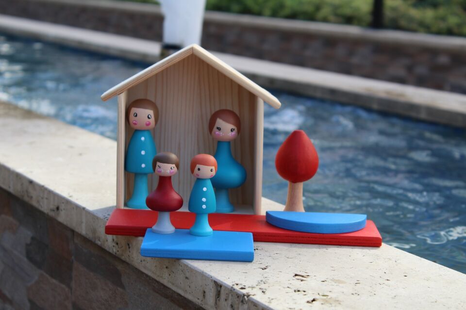 Ahşap Oyuncak Peg Bebek Aile seti
