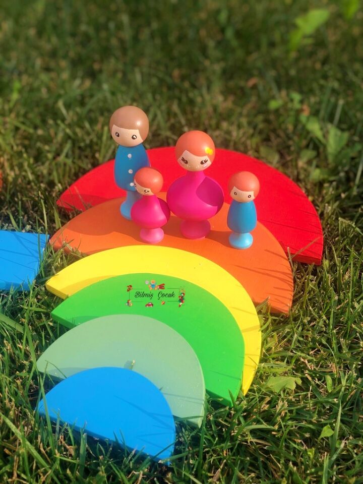 Ahşap Oyuncak Peg Bebek Aile seti