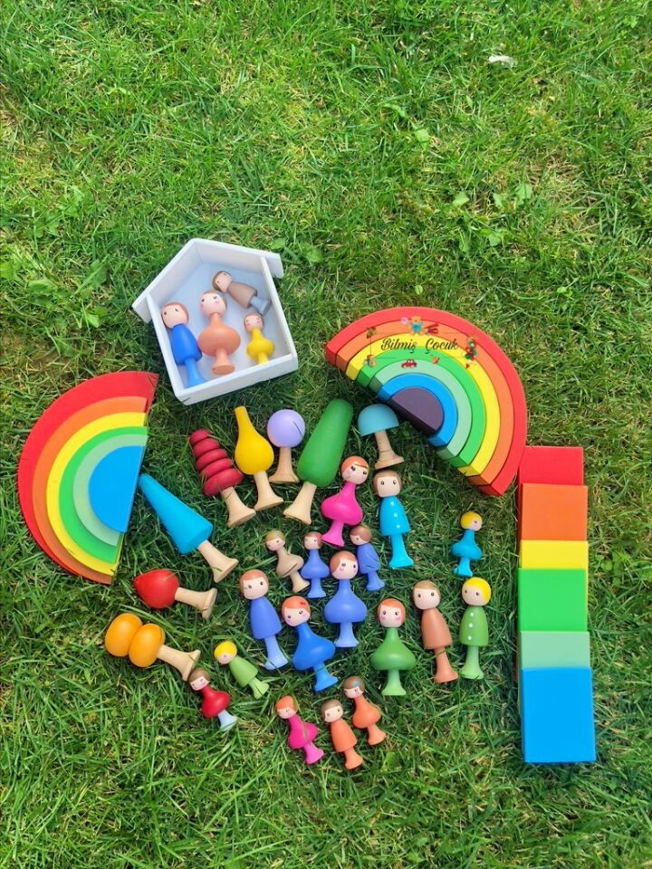 Ahşap Oyuncak Peg Bebek Aile seti