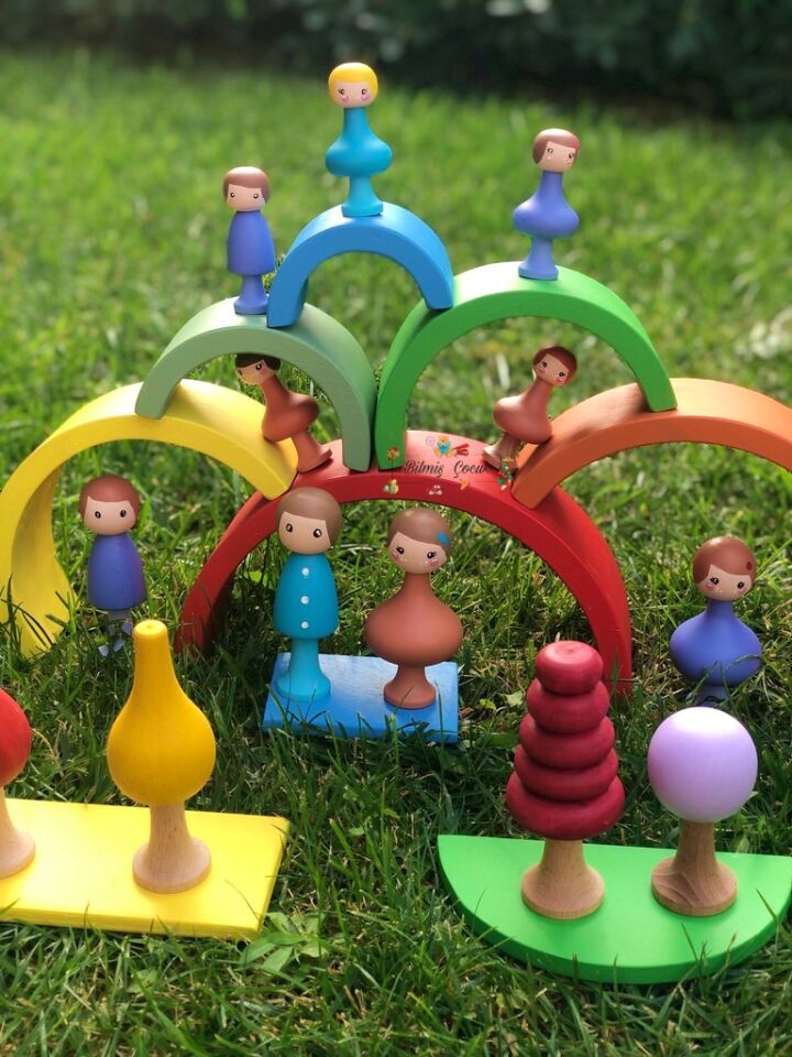 Ahşap Oyuncak Peg Bebek Aile seti