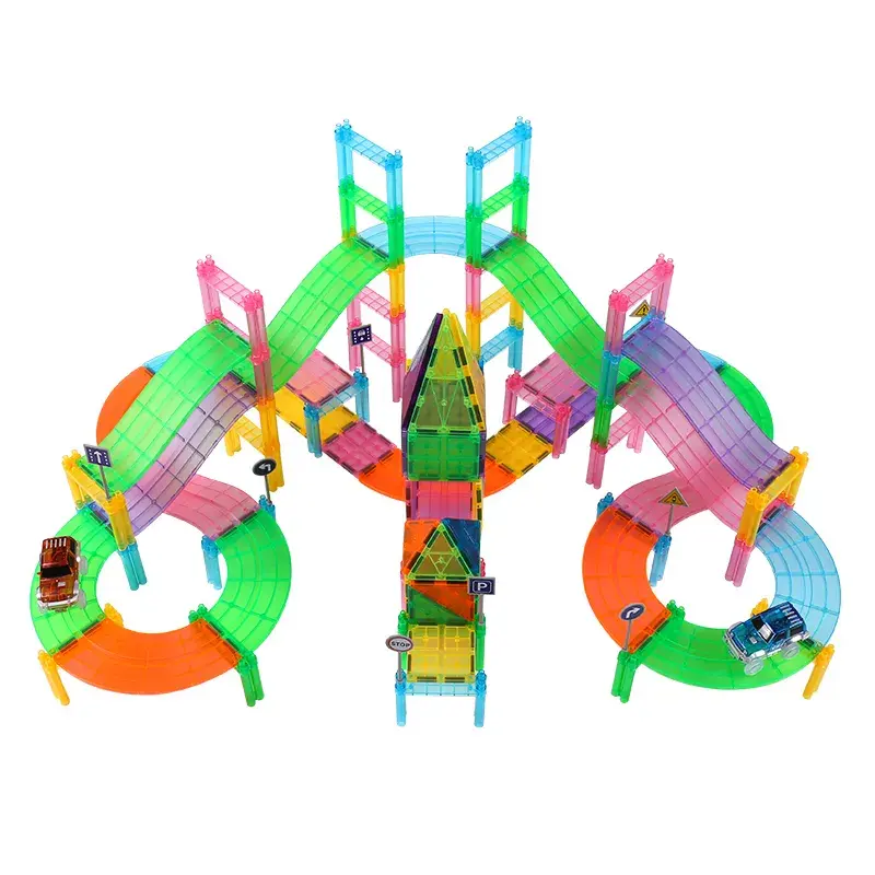 Mıknatıslı Magnetik Lego Yapı Blokları Araba Yolu (179 parça)