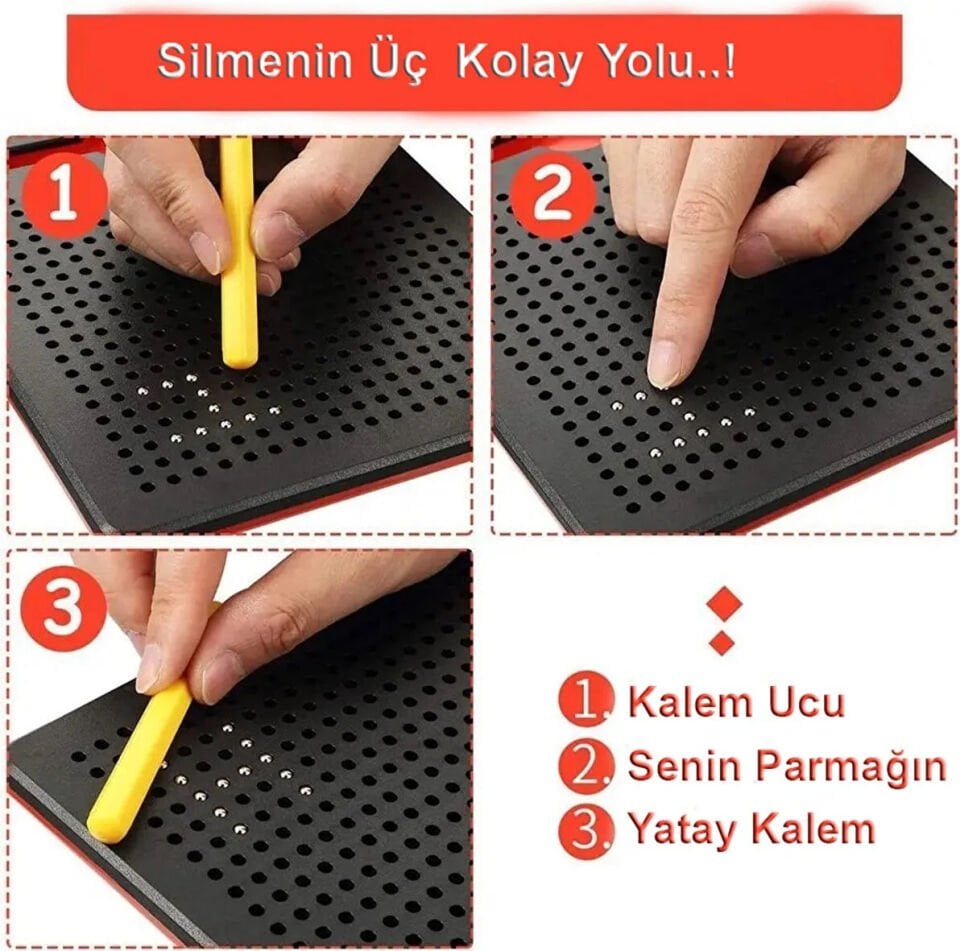 Eğitici Boncuk Mıknatıslı Oyuncak Tablet (Manyetik Çizim Pedi )