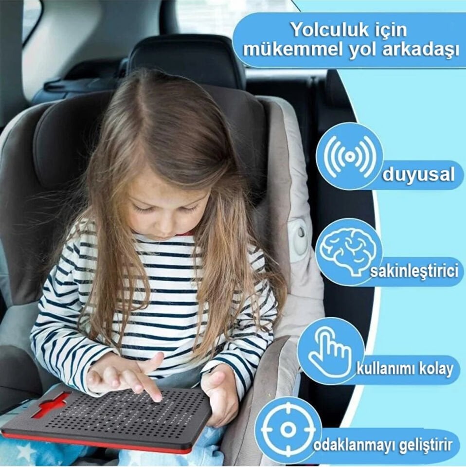 Eğitici Boncuk Mıknatıslı Oyuncak Tablet (Manyetik Çizim Pedi )