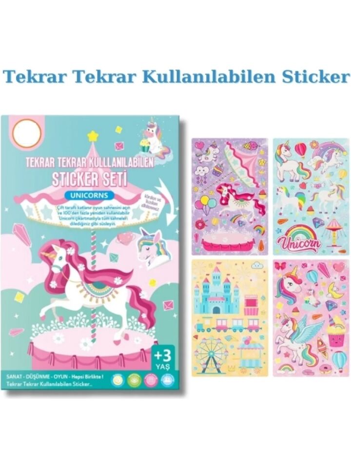 Tekrar Kullanılabilen Sticker Seti – Unicorns