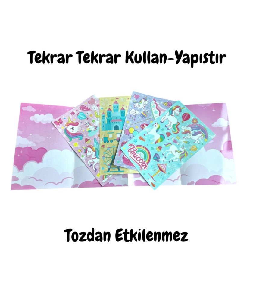 Tekrar Kullanılabilen Sticker Seti – Unicorns