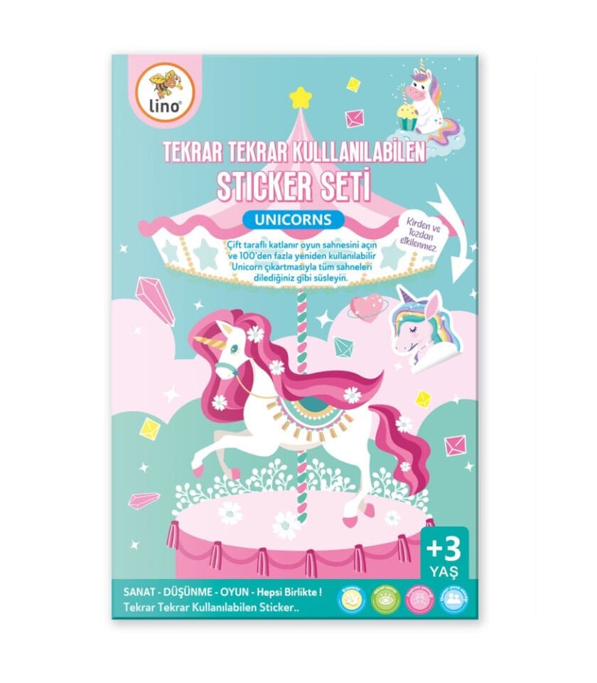 Tekrar Kullanılabilen Sticker Seti – Unicorns