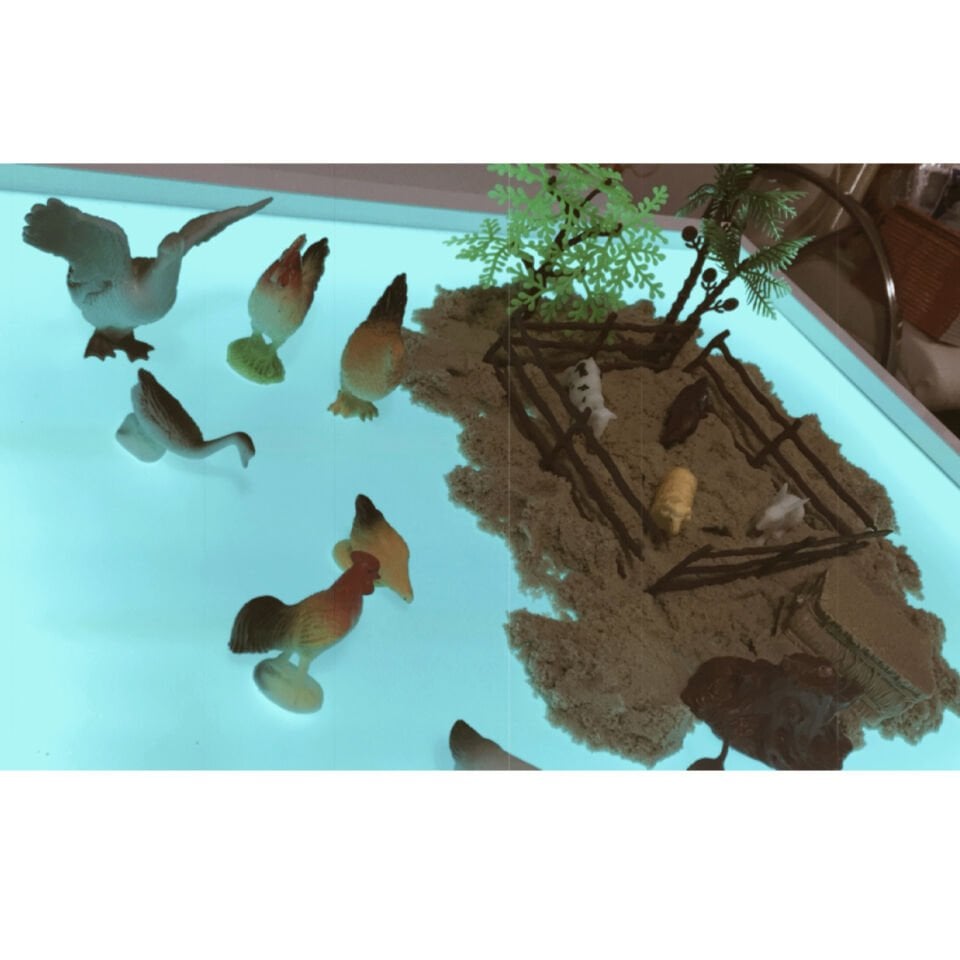 Ahşap Işıklı Masa Ayaksız Montessori 16 Renkli (Reggio Emilia Tabla)