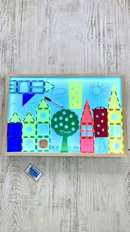 Ahşap Işıklı Masa Ayaksız Montessori 16 Renkli (Reggio Emilia Tabla)