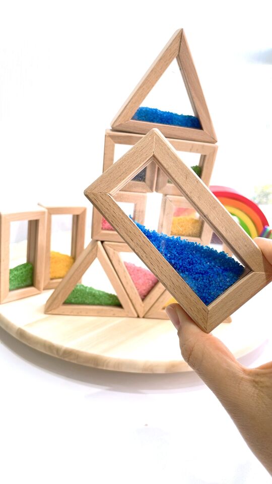 WALDORF AHŞAP OYUNCAK KUMLU RAİNBOW BLOKLAR 12 parça