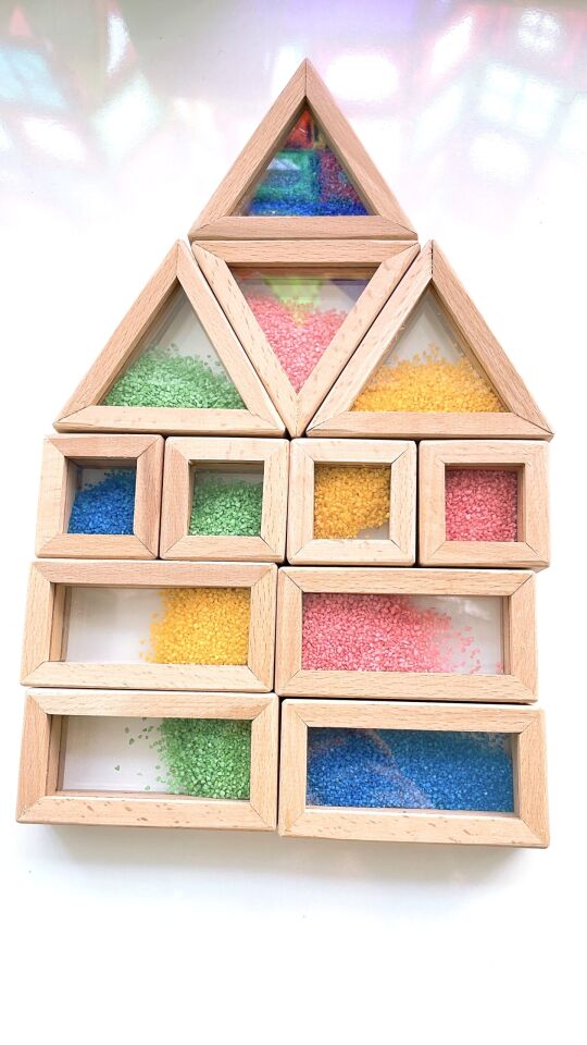 WALDORF AHŞAP OYUNCAK KUMLU RAİNBOW BLOKLAR 12 parça