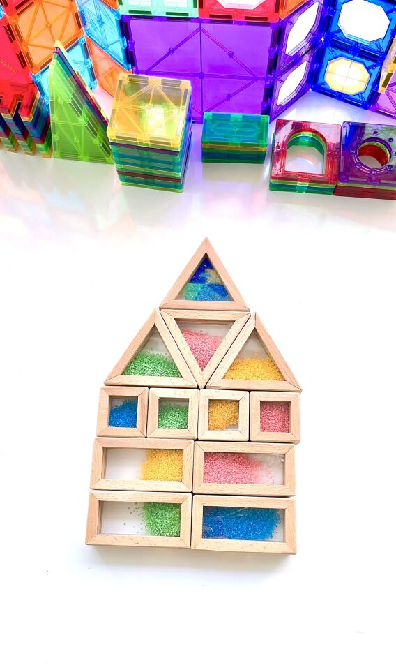 WALDORF AHŞAP OYUNCAK KUMLU RAİNBOW BLOKLAR 12 parça