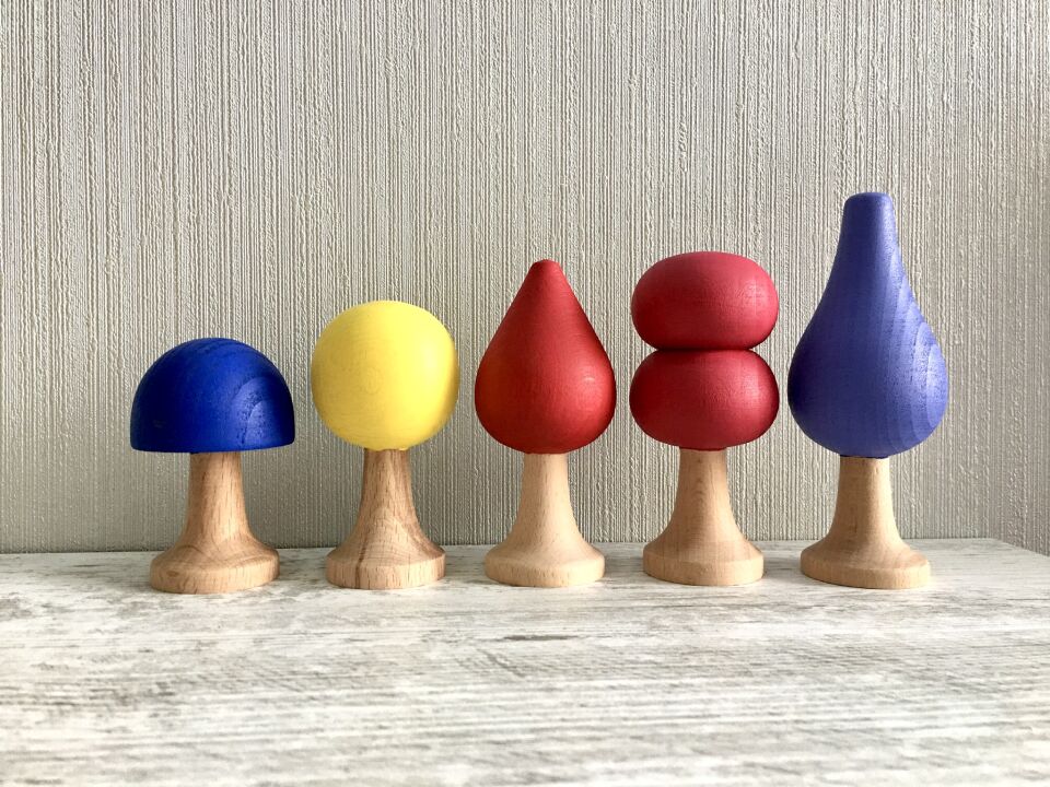 Waldorf Ahşap Oyuncak Ağaç Seti Ana Renkler ( 10 lu )