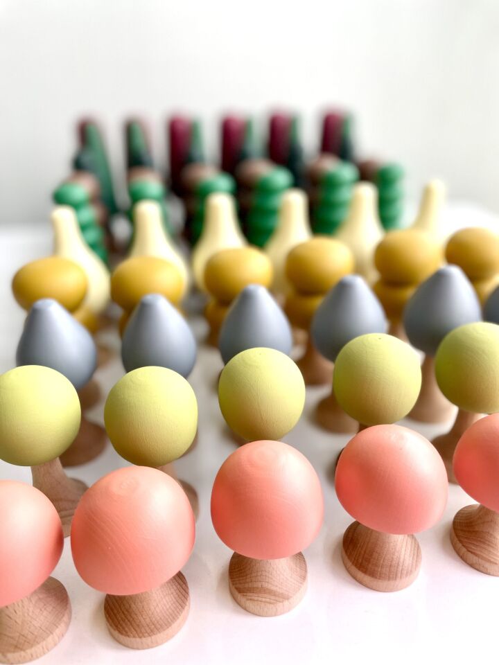 Waldorf Ahşap Oyuncak Ağaç Seti Sonbahar Renkleri ( 10 lu )