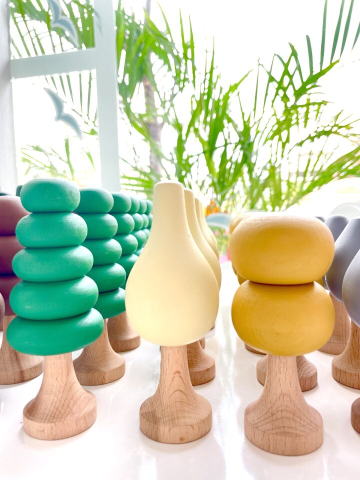 Waldorf Ahşap Oyuncak Ağaç Seti Sonbahar Renkleri ( 10 lu )