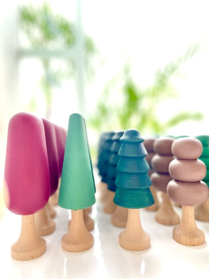 Waldorf Ahşap Oyuncak Ağaç Seti Sonbahar Renkleri ( 10 lu )