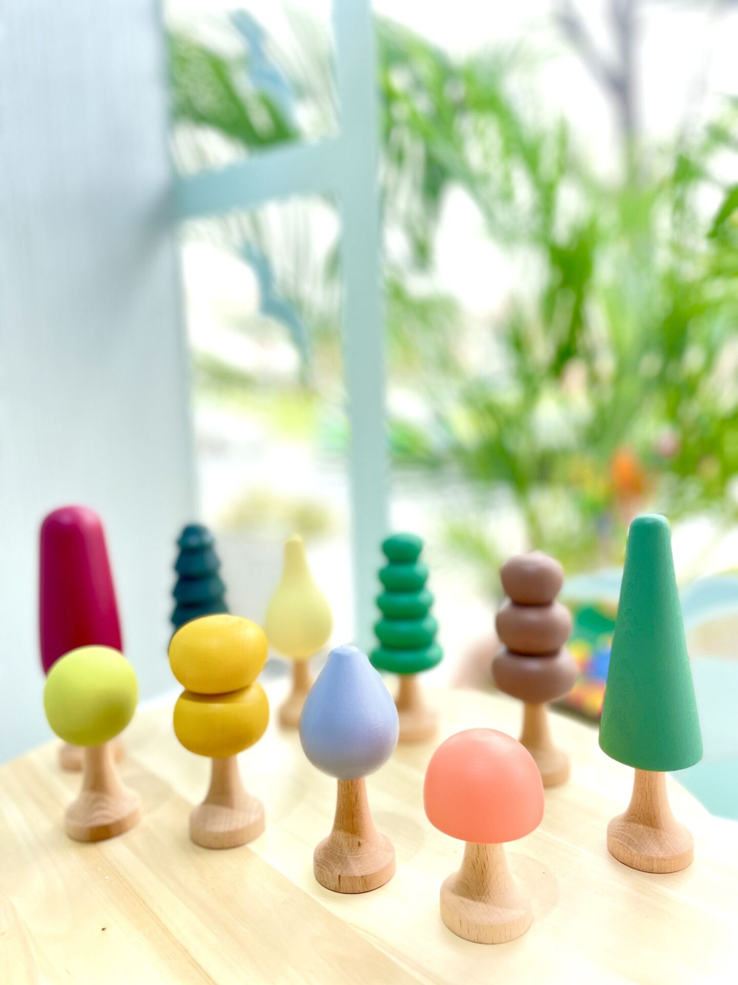 Waldorf Ahşap Oyuncak Ağaç Seti Sonbahar Renkleri ( 10 lu )