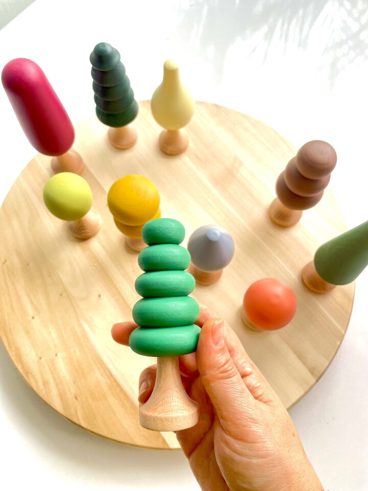 Waldorf Ahşap Oyuncak Ağaç Seti Sonbahar Renkleri ( 10 lu )