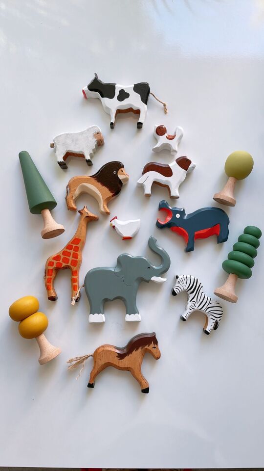Waldorf Ahşap Oyuncak Afrika Safari Hayvanlar Oyun Seti