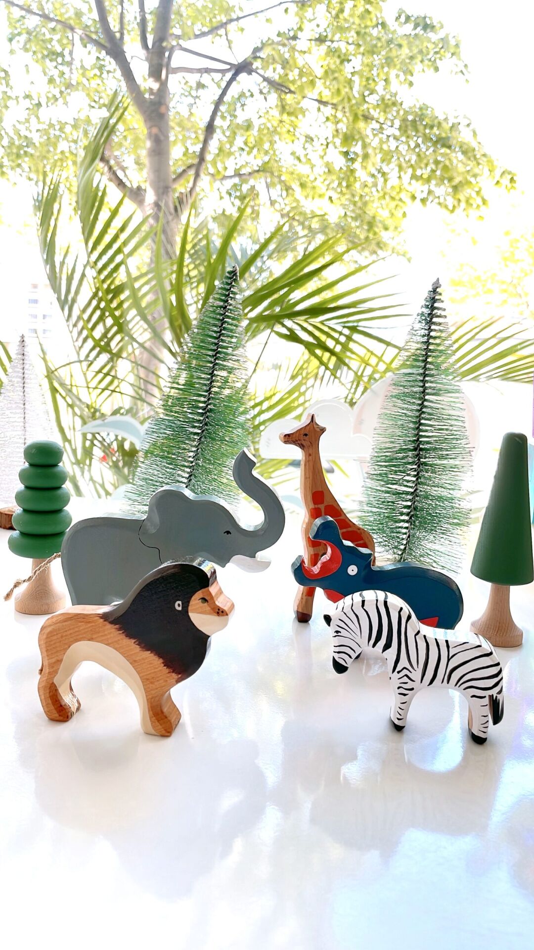 Waldorf Ahşap Oyuncak Afrika Safari Hayvanlar Oyun Seti