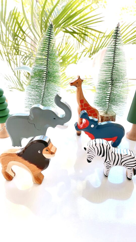 Waldorf Ahşap Oyuncak Afrika Safari Hayvanlar Oyun Seti