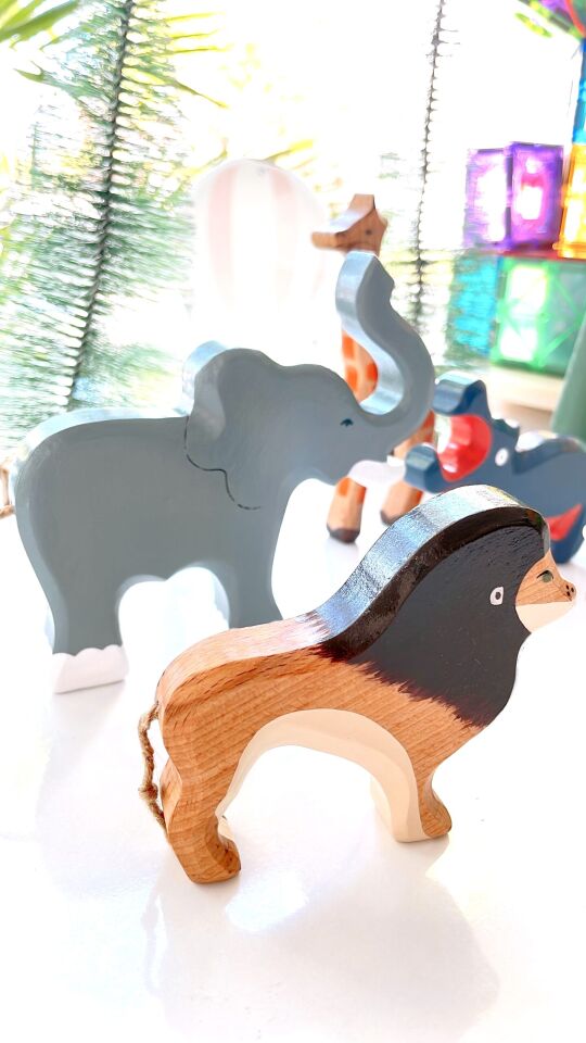 Waldorf Ahşap Oyuncak Afrika Safari Hayvanlar Oyun Seti