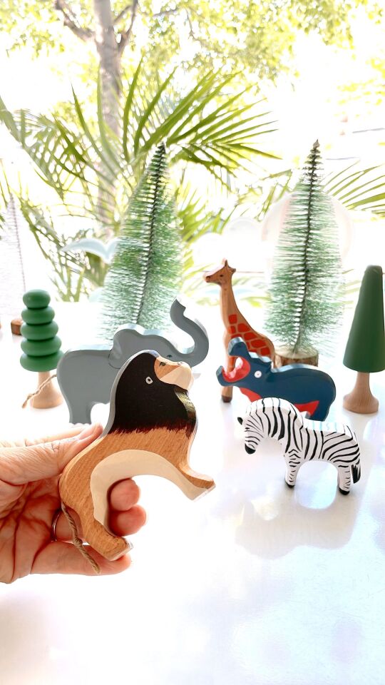 Waldorf Ahşap Oyuncak Afrika Safari Hayvanlar Oyun Seti