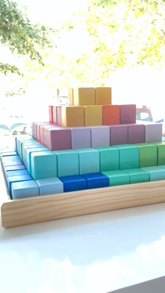 Waldorf Ahşap Oyuncak Büyük Boy Piramit Oyun Seti ( 100 parça )