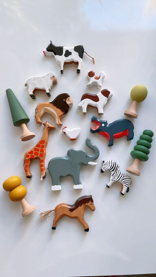 Waldorf Ahşap Oyuncak Çiftlik Hayvan Seti 6 lı