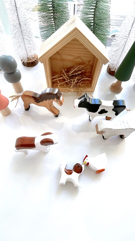 Waldorf Ahşap Oyuncak Çiftlik Hayvan Seti 6 lı