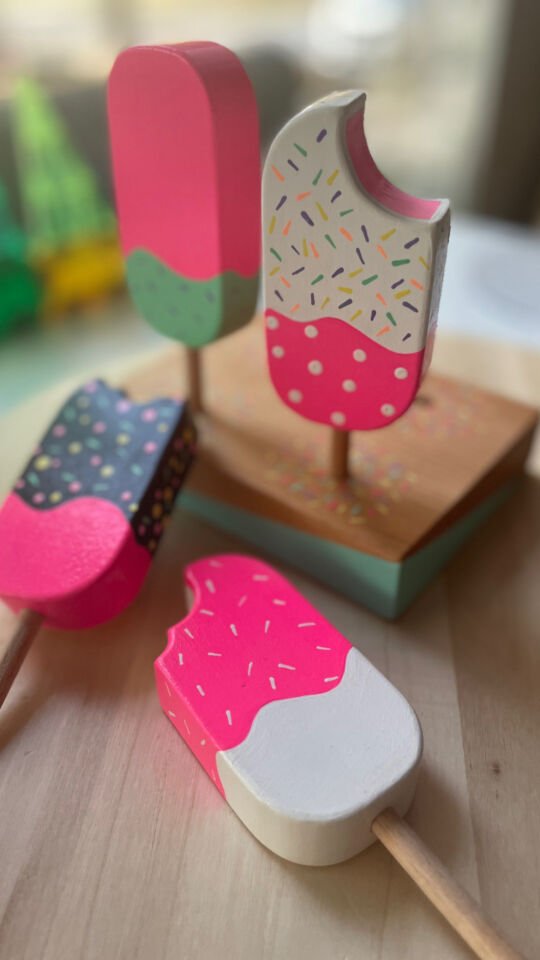 Waldorf Ahşap Oyuncak Dondurma Seti (WOODEN İCE CREAM) 4 lü SET