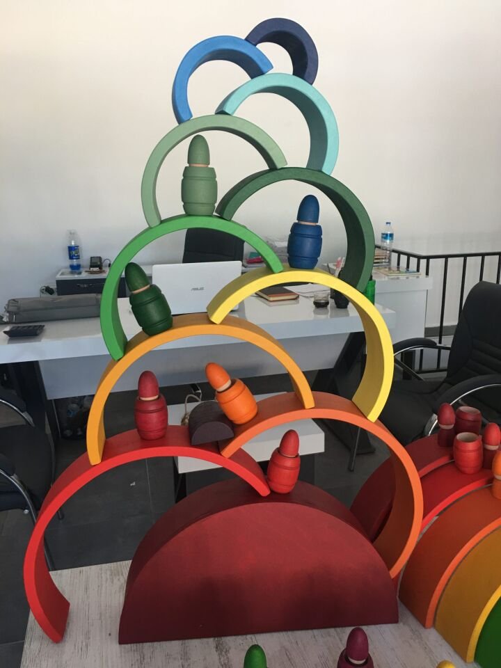 Waldorf Ahşap Oyuncak Gökkuşağı Büyük Boy 12’li