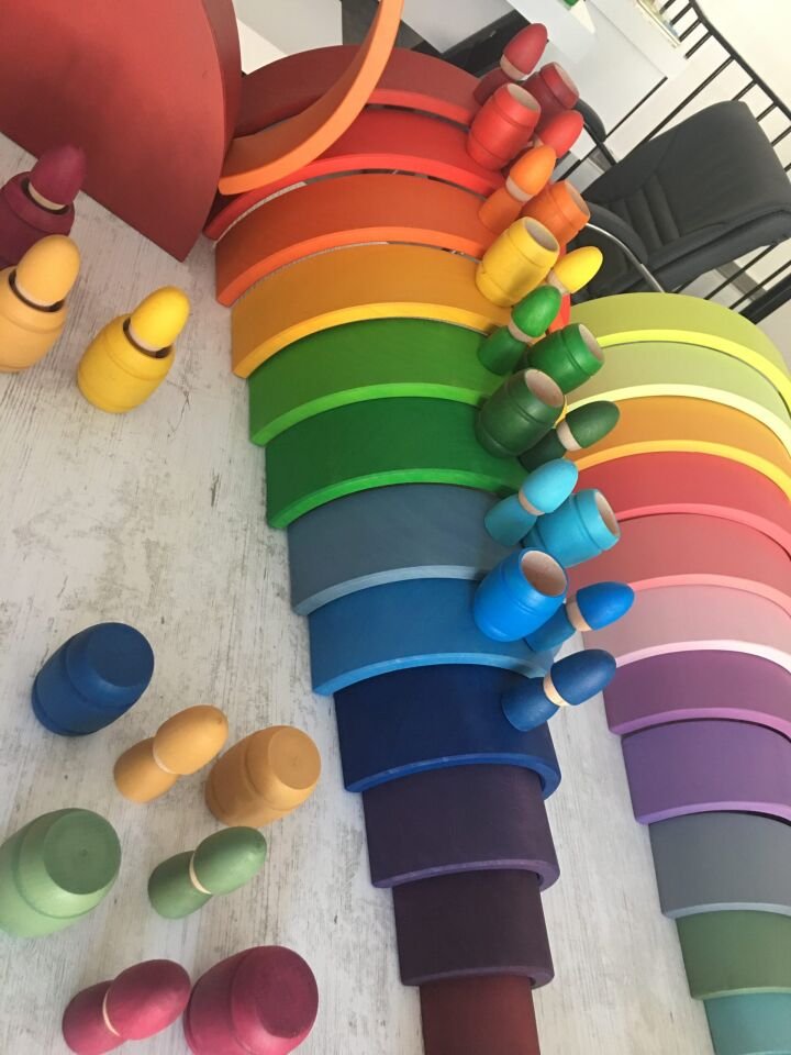 Waldorf Ahşap Oyuncak Gökkuşağı Büyük Boy 12’li