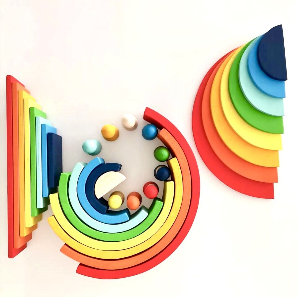 Waldorf Ahşap Oyuncak Gökkuşağı 4’lü set Büyük Boy