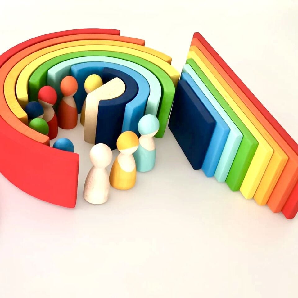 Waldorf Ahşap Oyuncak Gökkuşağı 4’lü set Büyük Boy