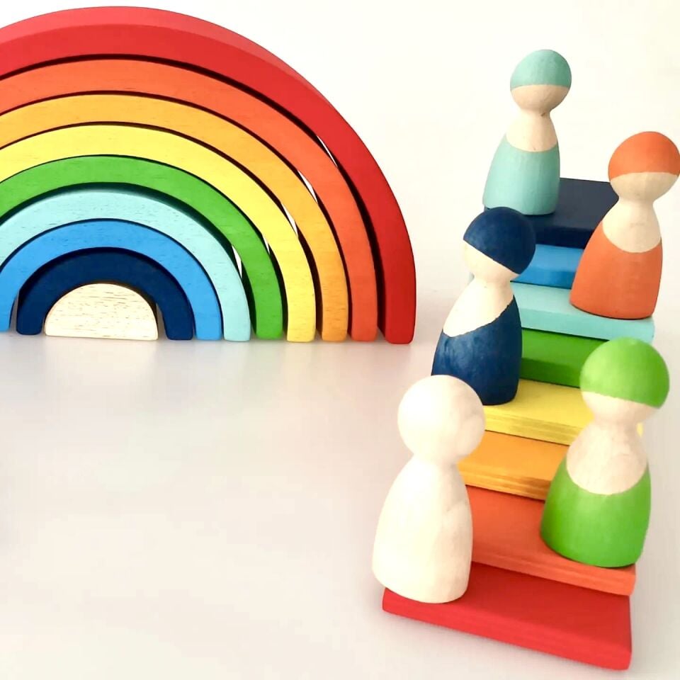 Waldorf Ahşap Oyuncak Gökkuşağı 4’lü set Büyük Boy