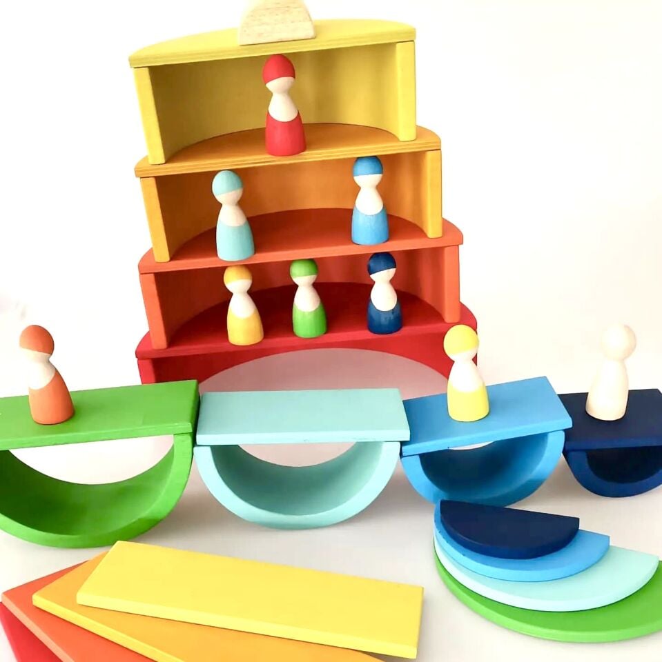 Waldorf Ahşap Oyuncak Gökkuşağı 4’lü set Büyük Boy