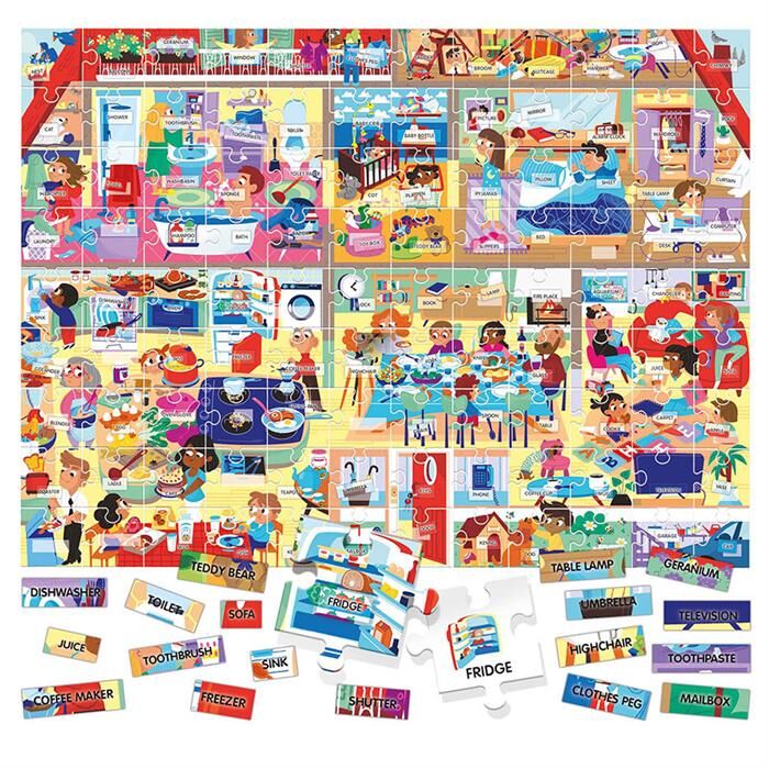 Headu 100 İNGİLİZCE KELİMELİ EVİM YAPBOZ PUZZLE
