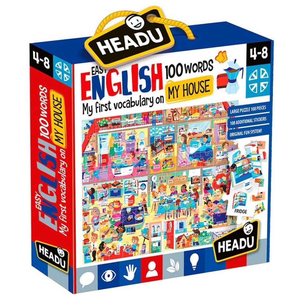 Headu 100 İNGİLİZCE KELİMELİ EVİM YAPBOZ PUZZLE