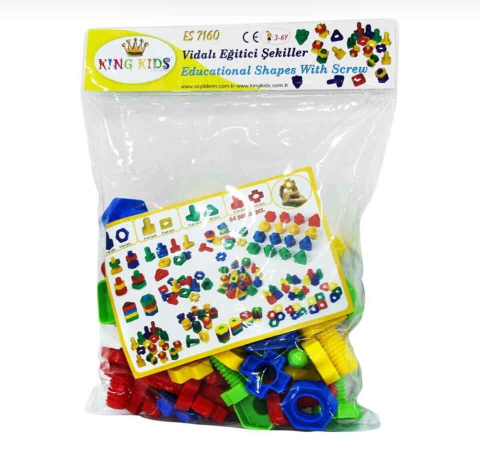 Eğitici Vidalı Renkli Şekiller