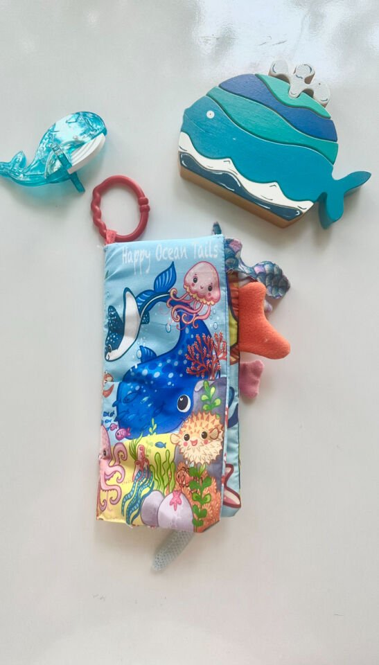 Bebek Eğitici Hışırtılı Kuyruklu Deniz Hayvanları Kumaş Kitabı