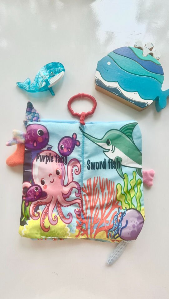 Bebek Eğitici Hışırtılı Kuyruklu Deniz Hayvanları Kumaş Kitabı