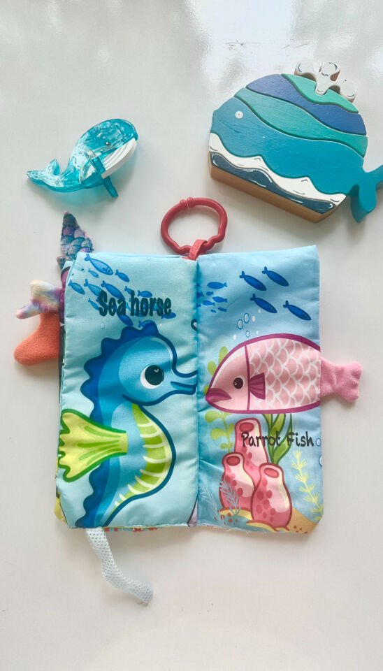 Bebek Eğitici Hışırtılı Kuyruklu Deniz Hayvanları Kumaş Kitabı