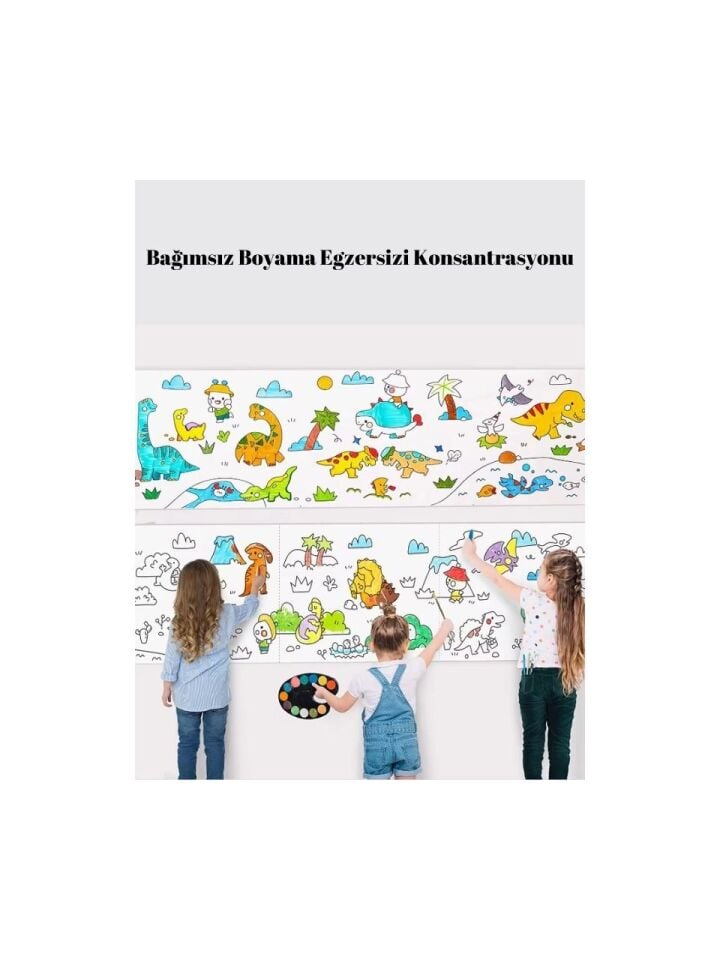 Yapışkanlı Boyama Rulosu Dinazor (200X30 Cm.)
