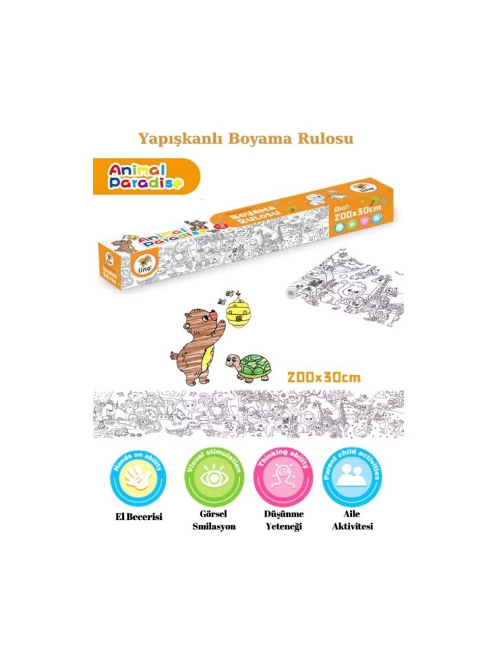 Yapışkanlı Boyama Rulosu Büyük Hayvanlar 200X30 Cm